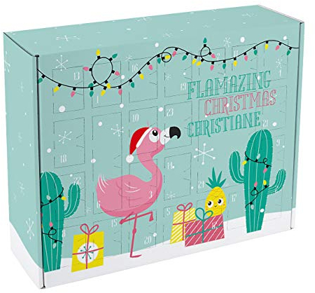 Herz & Heim® Adventskalender für Teenager zum Befüllen mit Flamingo - Flamazing Christmas