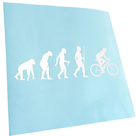Kiwistar - Autoaufkleber - Rennrad Fahrrad Evolution - Weiss - 20x6cm - Heckscheibe Auto Aufkleber wetterfest für Kfz LKW Mofa Truck - Sticker außen selbstklebend Tuning Zubehör für Fenster Fahrzeug