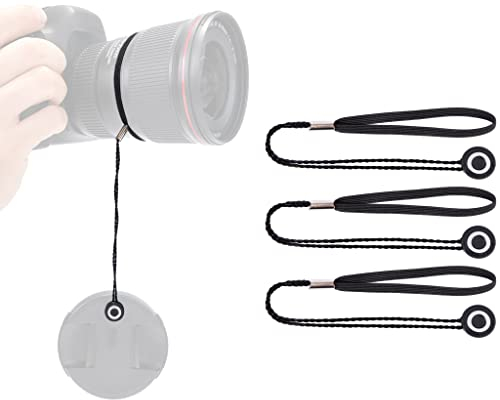 LENS-AID Objektivdeckel Halter mit Schnur für Lens-Caps: Universal Sicherung mit Gummiband passend zu Nikon, Fuji, Tamron, Sigma, Olympus (3 Stück)