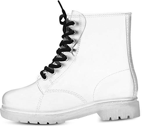 NC Mode Frauen Regen Stiefel Damen Schnür wasserdichte Schuhe Transparente Candy Color Sohlen Outdoor Mädchen Schuhe