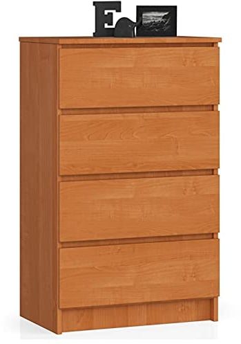 AKORD Kommode K60 60 cm | 4 Schubladen | Schrank | für das Wohnzimmer | für das Schlafzimmer | B60 x H99 x T40 cm | Gewicht 29,80 kg | Erle