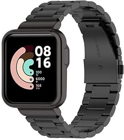 Braleto Cinturino Compatibile con Xiaomi Mi Watch Lite/Redmi Watch,Cinturino di Ricambio Regolabile in Acciaio Inossidabile in Metallo per Xiaomi Mi Watch Lite/Redmi Watch (Nero)