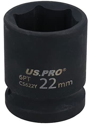 22mm Metric Shallow Impact Impacted European Style Socket 1/2 Drive 6 Sided