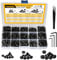 Hakkin 600Pcs Nuts and Bolts M3 M4 M5 Fully Threaded Button Head Hex Socket Screws 10.9 Grade Alloy Steel Pan Head Black Hex Socket Screws Bolts and Nuts Kit Assorted Nut and Bolt Kit with 3 Wrench