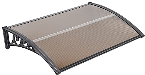 Protection Contre Pluie et UV, Auvent de Porte d'entrée en Aluminium et Polycarbonate - Auvent Marquise Aluminium pour Terrasse Balcon Patio-100 * 150 cm-Marron