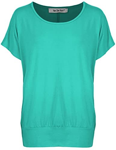 Van Der Rich ® - Tshirt Kurzam Rundhalsausschnitt Sommer- Damen (Aqua, M)