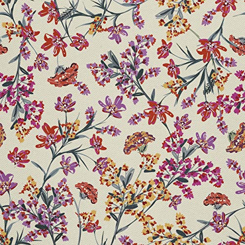 HEKO PANELS Stoff Oxford Wasserdichte Meterware Canvas-Stoff Polyester Stoff Zum Nähen Nähstoffe Möbelstoffe Dekostoffe Handwerken Wasserabweisend Blickdicht Blumen 5 Meter 155 x 500 cm