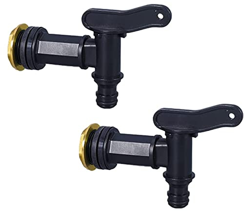 2 Stück Kunststoff Auslaufhahn Regentonne, Wasserhahn für Regenwassertonne, Auslaufhahn für Regentonne 3/4 Zoll Kunststoff, für Garten, Industrie und Haushalt