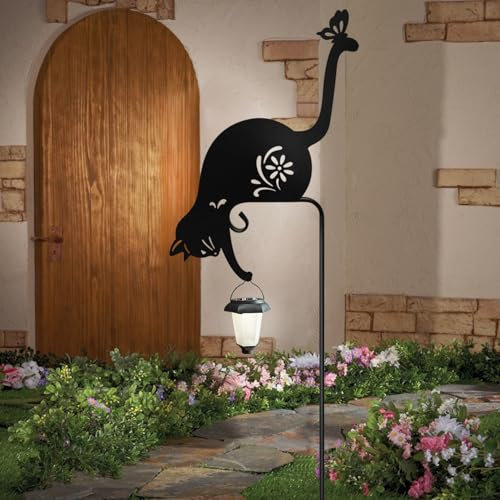 Metall Katze Stakes Outdoor Solar Dekorative Stakes Katze Halten Solar Laterne Dekorative Garten Stakes Metall Tier Stakes Outdoor Katze Silhouette Stakes