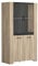 Vaisselier Vitrine Industriel En Bois 2 Portes Vitrées & 2 Portes – Coloris Chêne et Gris Foncé Martelé - 99,8x43,3x73,8 cm