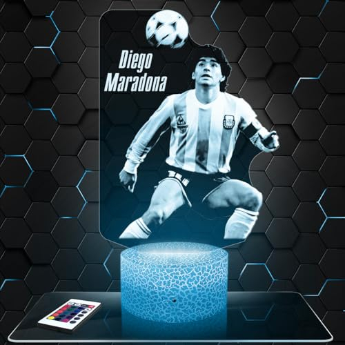 Lampephoto.fr - Argentina D. Maradona Fußballspieler 3D Lampe, Touch Nachtlicht, D. Maradona fanartikel, Fußball Geschenk, 3D Led Illusion Geschenkidee Weihnachten Geburtstag Junge und Mädchen TOP