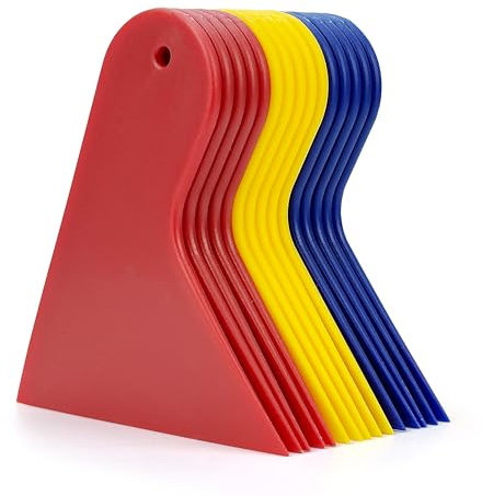 Umaki Scratch-Free 15 Pack Plastic Scrapers for Smoothing Car Vinyl Film & Wallpaper, Cleaning Decal Stove Top Scrapers, Plastic Spreaders for Paint, Fillers, Putties, Glazes, Caulks