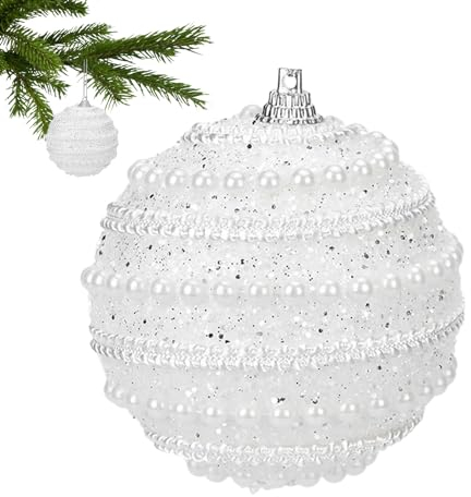 Aizuoni Weihnachtsschmuck Kugeln - Bruchsichere Große Perlenkugeln Zum Aufhängen | Christbaumschmuck Weihnachtskugeln Mit Pailletten Und Glitzer, Aus Kunststoff Bruchsicher