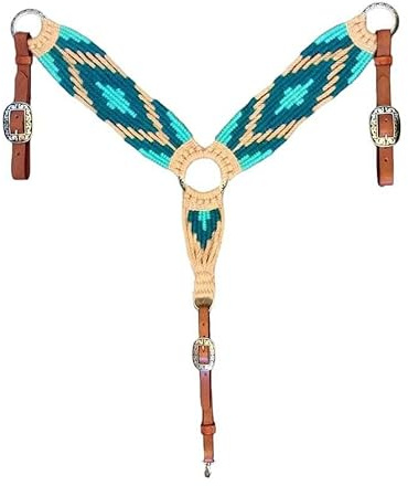 Cheval's International Western-Mohair-Pferdebrusthalsband, hochwertige Wolle, handgefertigt, Reithalfter für Pferde, mehrfarbiges Design 3, Pony