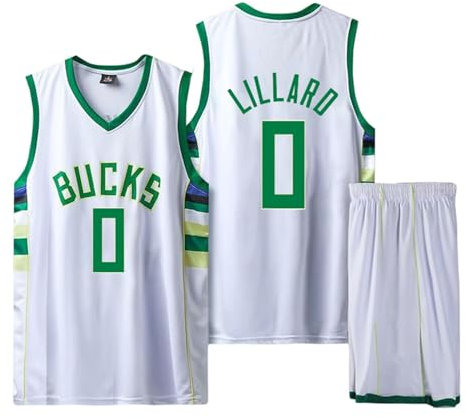 Basketball Trikot Shirt und Shorts, Kinder/Erwachsene Basketball Jersey, Kinder/Erwachsene Basketball ärmellose Anzug, 2-Teiliges Kinder/Erwachsene T-Shirt Weste + Shorts weiß M