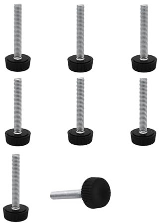SKIR'CO Lot de 8 pieds de nivellement de meubles M6 x 40 mm, pieds ronds réglables de 20 mm de diamètre, pied de nivellement de filetage M6