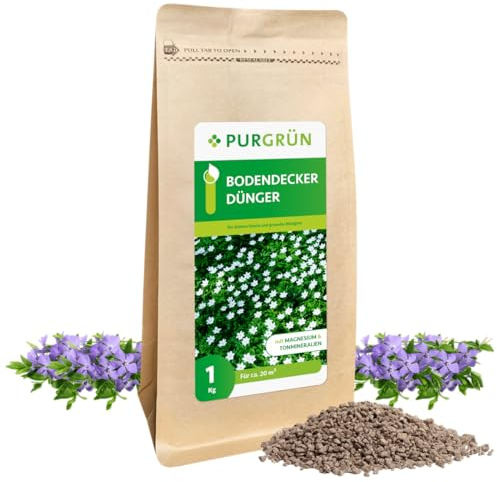 Purgrün® Bodendecker-Dünger 1 kg – Organisch-mineralische Rezeptur – Feinkörniges Krümelgranulat – NPK 5+4+6 – Extra Magnesium für leuchtend grüne Blätter – Verbessert die Bodenqualität
