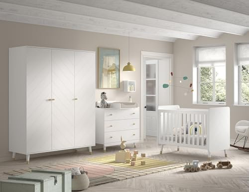 möbelando Babyzimmer-Komplettset >Billy< in Satin Weiß, MDF - 100x89x57cm (BxHxT)