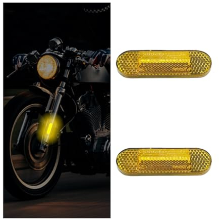 CGEAMDY 2 Stück Motorrad Katzenaugen-Reflektoren, Motorrad Fahrradrückstrahler Selbstklebend Reflektor, Katzenaugen-Reflektoren Für Anhänger(Gelb 96x29x13mm)
