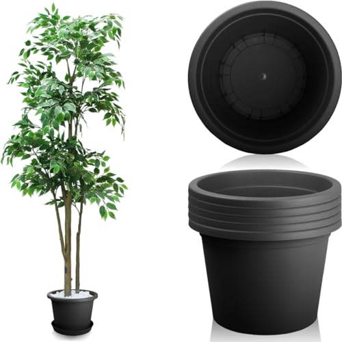 Stimo 6X Blumentopf rund Ø 34cm Pflanztopf Kunststoff Pflanzkübel (Anthrazit)