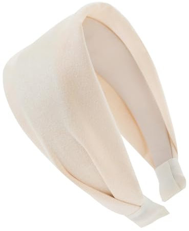 axy Breiter Haarreif mit leichtem Flanell Wunderschön Damen Stirnband Haarschmuck Haarreifen Hairband HR10A (Cremeweiss)