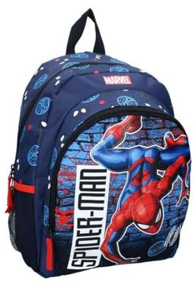 mybagstory - Rucksack für Jungen Spiderman – Kinder – Schule – Grundschule – Kindergarten – Schulranzen – Jungen – Größe 35 cm – verstellbare Träger – Geschenkidee, Spiderman - Blau, Enfant