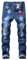 YUEZHAN Jeans Pantalon Modische Herren-Jeans Mit Bestickten Rosen Und Löchern In Hellblauer Hose Schmal Geschnittene Elastische Hose 31 1824 Dunkelblau