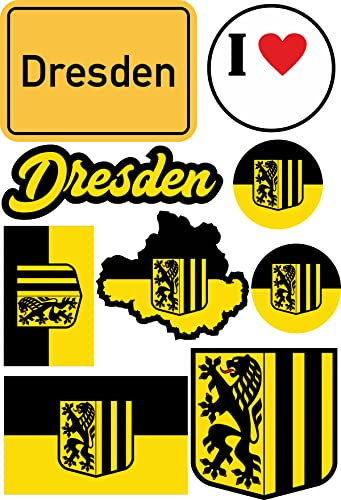 Daged Dresden Aufkleber Karte 9 Stück - PKW Auto Motorrad Biker Flagge Fahne Vinyl ST