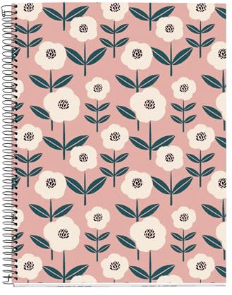 Miquelrius - Notizbuch A4 (210 x 297 mm), 100 Blatt, kariert, 70 g/m², fester Kartoneinband, 4 Farbbänder, Spiralbindung, 4 Löcher, kariertes Notizbuch, schönes Schreibwaren, Rosa