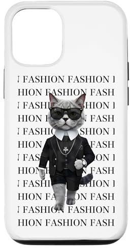 Hülle für iPhone 12/12 Pro Katze im Lagerfeld Style mit Sonnenbrille
