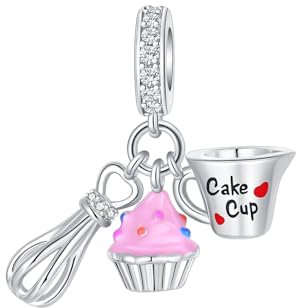 BIZK Kuchen backen Charm Anhänger Anhänger für Armband 925 Sterling Silber Charm Bead Pendant für Europäische Armbänder und Halsketten