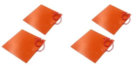 Cliney 4PCS Silicone Rubber Heating Pad, 12V 30W Heating Baking Mats Electric Blanket Flexible Mat 200℃ Max (100X100mm)