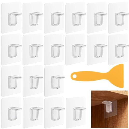 30 Stück Regalbodenträger Selbstklebend, 7 * 7cm Einlegeboden Halter, Transparent Einlegeboden Halter Klebend, Regalbodenträger Ohne Bohren, Schrankboden Träger selbstklebend
