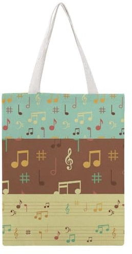 VYJLOO Música Bolsa De Lona Mujer Bolso Shopper Bolso De Hombro Bolsa De Compra Tote Bolso De Mano 38×46cm