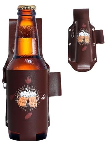 BNREOZA 1 Stück biergürtel Gürtel Bierholster, Leder Bierflaschenhalter, Bierdosenhalter, Bierholster Biergürtel als kreatives Geschenk für Männer, leicht zu tragen, freie Hände