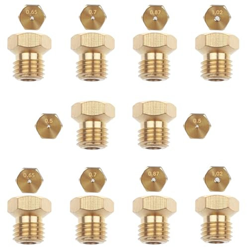 Xerteam 10 Pièces Gicleur Gaz Butane Universels, 0.5x2, 0.65x2, 0.7x2, 0.87x2, 1.02x2, Injecteur de Gaz Gicleur Bouteille Kit de Conversion pour Brûleur au Propane
