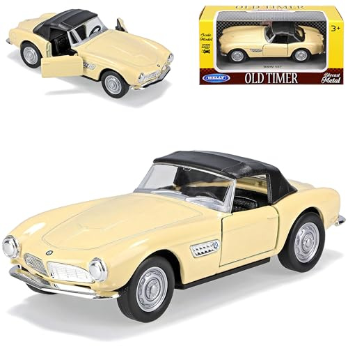 Welly B*M*W 507 Cabrio Geschlossen mit Soft Top Beige 1956-1959 ca 1/43 1/36-1/46 Modell Auto mit individiuellem Wunschkennzeichen