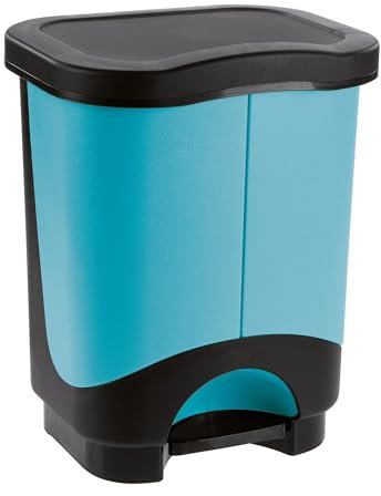 Sicignano | Mehrzweck-Mülleimer mit Pedal, Mülltrennung, modern, einfach zu öffnen, ideal für Zuhause, Büro, Bad, Küche (Schwarz/Delfin, 21 l)