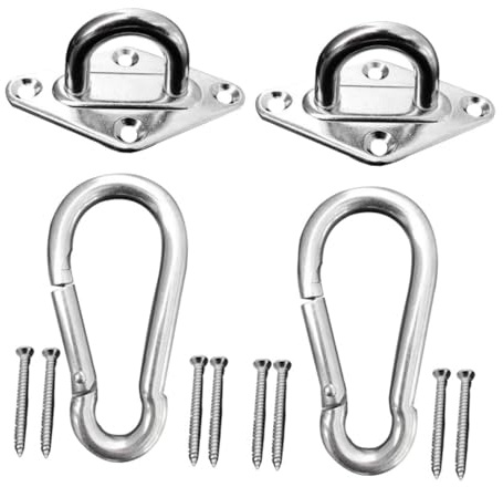 Hemobllo 1juego Accesorios para Colgar Sillas De Hamaca Incluye Mosquetones Diamante Mosquetones Gourd y Tornillos Acero Inoxidable para Columpios y Sillas De Ratan