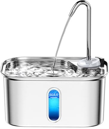 Petlipo Stainless Steel Cat Water Fountain with 6-Layer Filter, 2.5L 88oz 304 Stainless Cat Fountain for Drinking High Faucet Style & Soft Flow, Metal Pet Water Fountain BPA-Free 20dB Ultra Silent