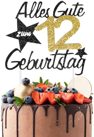 JIYIN 12 Geburtstag Tortendeko, Kuchendeko Geburtstag Happy 12 Birthday Cake Topper für Junge Mädchen