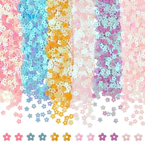 craspire 120g Mini Blumen Glitzer Pailletten Holografische Hohle Kleine Funkelnde Blumen Nagelflocken Schillernde Spangles Aus Kunststoff Für DIY Scrapbooking Nähen Kartenherstellung Schmuck