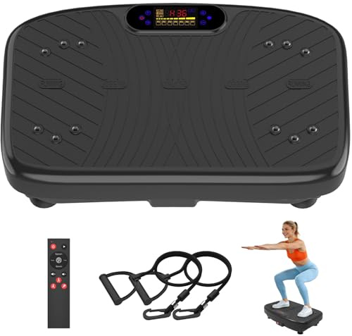 Vibrationsplatte Übungsgerät, Vibrationsplatte Plattform für Lymphdrainage, Vibrationsplatte Fitnessgeräte zur Fettverbrennung, Einstellbare Vibrationsgeschwindigkeit 1-200 Power Vibrationsplatte für