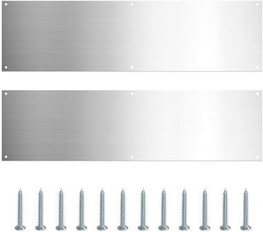 Trittplatten Außentüren – gebürstete Metallplatte, starker Türschutz, breite Edelstahl-Kick-Abdeckung mit schützendem Design, vielseitige Trittplatte für Innen- und Außenbereich, Garage