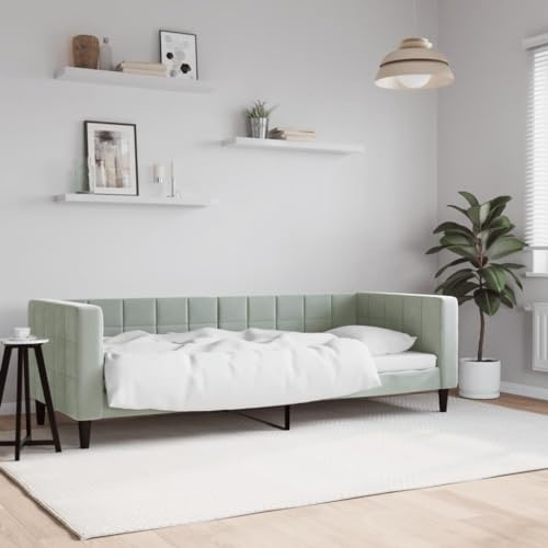 Emmtore Tagesbett Sofabett Schlafsofa für Schlafzimmer Wohnzimmer, Bettsofa Sofa, Modernes Design Hellgrau 80x200 cm Samt