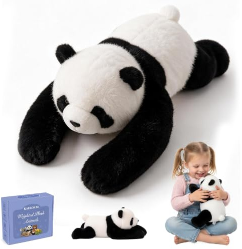 Kaelorae Panda Gewichtetes Plüschtier Kuscheltier, kuscheliges Stofftier für Erwachsene Kinder, Weiches Plüschkissen für Umarmungsgefährte zur Angstlinderung und Schlafunterstützung (Panda, 65cm)