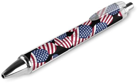 Oudrspo Kugelschreiber mit USA-Herzflagge, Druckkugelschreiber, 0,5 mm, glattes Schreiben, schwarze Tinte, Kugelschreiber, Notizenzubehör fürs Büro, 1 Stück