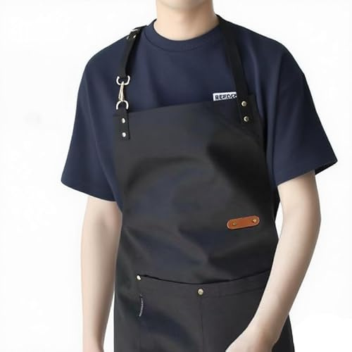 SK-QACD Verstellbare Kochschürze für Männer und Frauen – Wasser- und ölabweisende Küchenschürze mit 2 Taschen, lange Kochschürze für BBQ, Grillen, professionellen Gebrauch