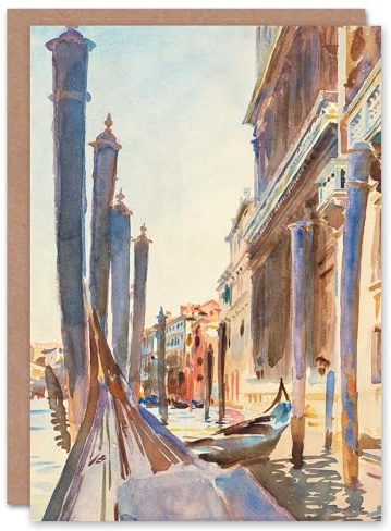 Artery8 John Singer Sargent Art Card Gondola Moorings on the Grand Canal