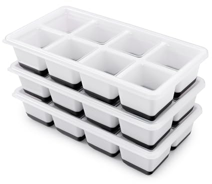 3 Pack Große Silikon Eiswürfelform mit Deckel BPA Frei, Eiswürfelbehälter Stapelbar, Sichere Gesunde Eiswürfel Form für Cocktail Whiskey Kaffee (Schwarz)